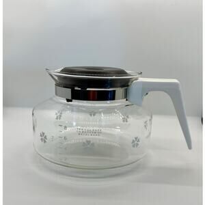 VTG Mr Coffee 10 5 oz Cup Glass Carafe White Handle Metal Band Replacement Pot